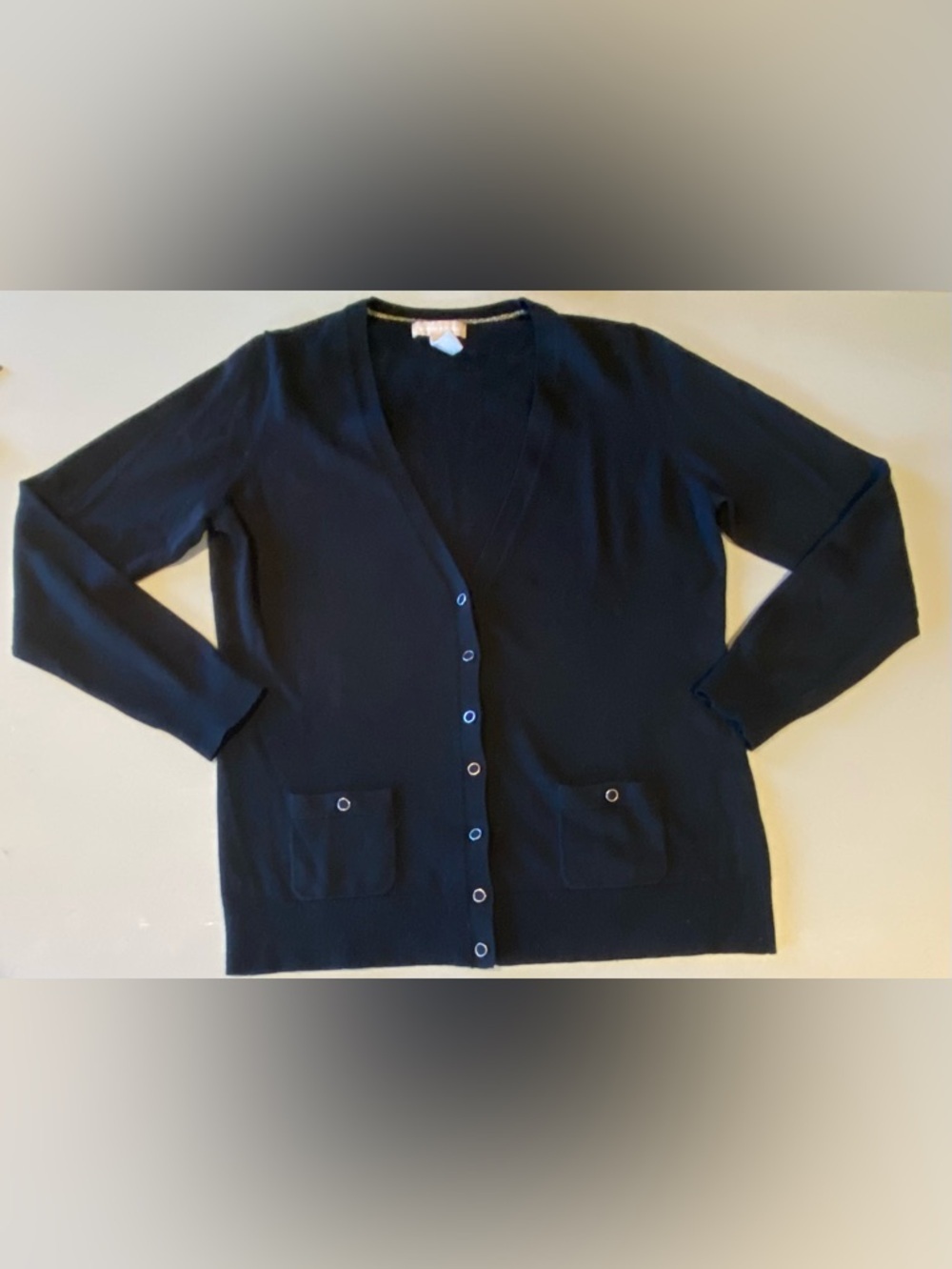 Banana Republic Black V-Neck Cardigan, size L Tall